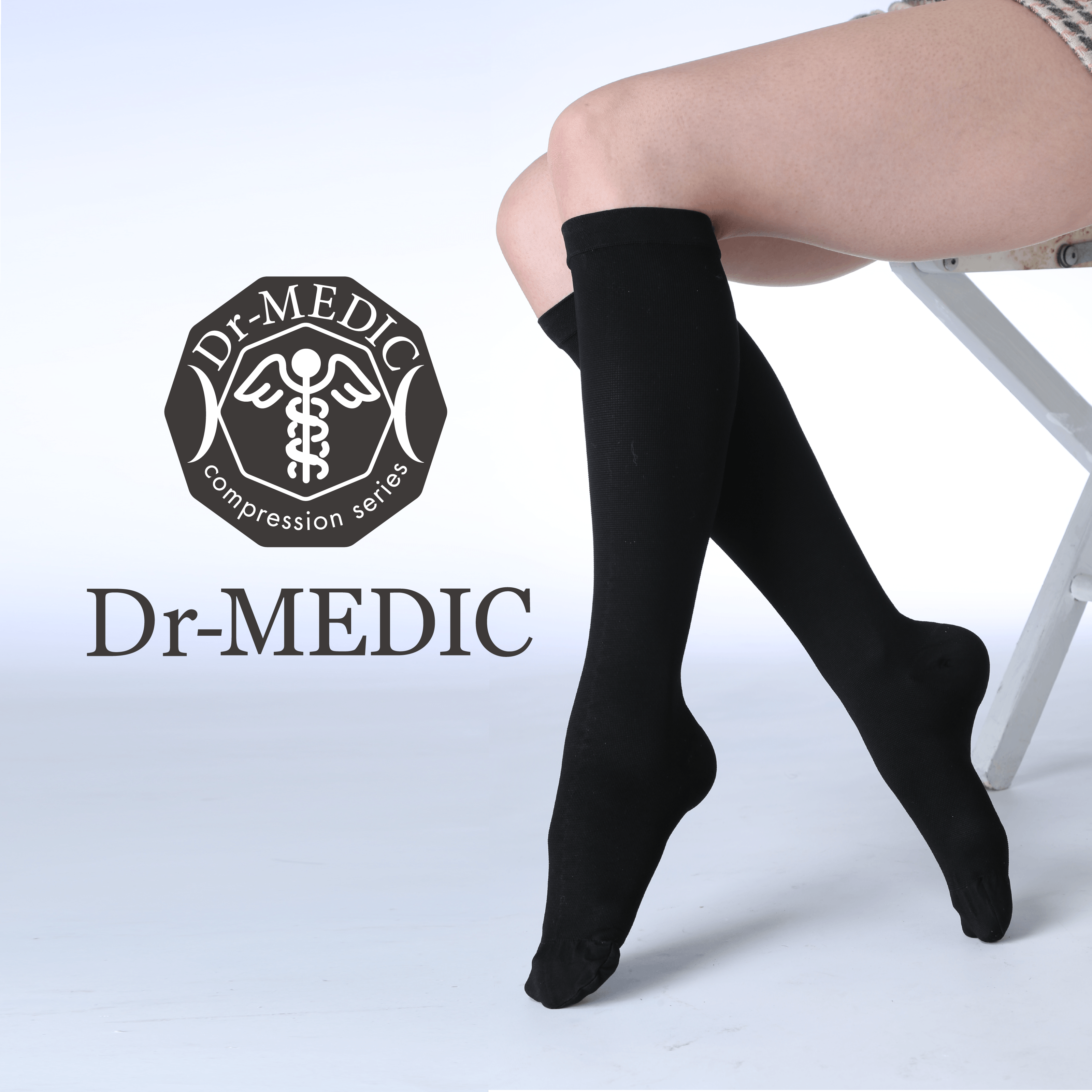 メディサー ふくらはぎソックス ブラック フリーサイズ 着圧ソックス｜Dr-MEDIC COMPRESSION SERIES High Socks / ドクター